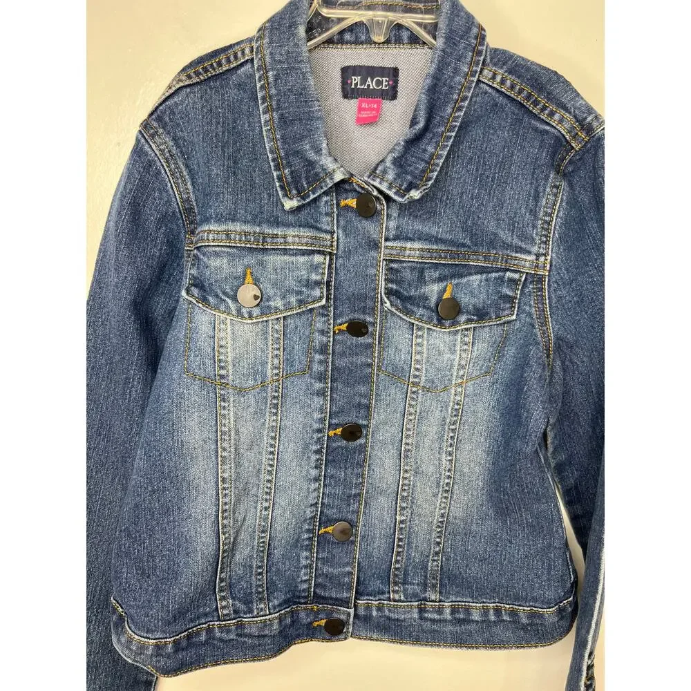 Childrens Place Girl's Denim Jean Jacket Blue ~ Size XL (14)